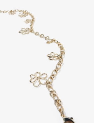 Shop Maje Womens Or Flower-embellished Gold-tone Brass Chain Belt