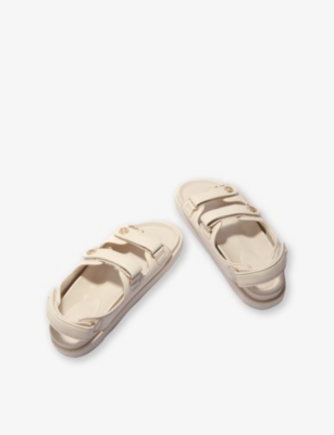 Shop Maje Womens Blanc Clover-embellished Flat Leather Sandals Eur 36 / 3 Uk