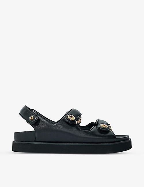 MAJE: Clover-embellished flat leather sandals