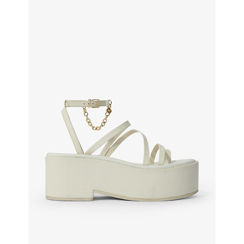 Shop Maje Womens Blanc Chain-embellished Leather Wedge Sandals