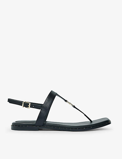 MAJE: Clover-embellished flat leather sandals