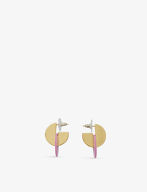 MAJE: Geometric brass and resin hoop earrings