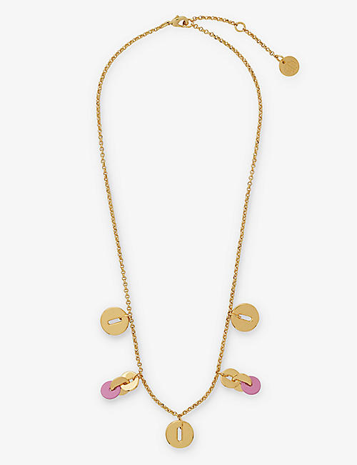 MAJE: Sequin brass and resin pendant chain necklace