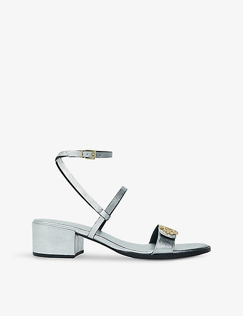 MAJE: Logo-embellished leather heeled sandals