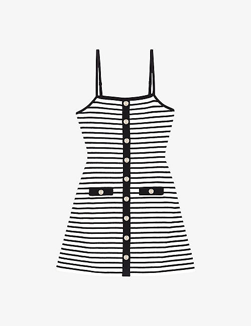 MAJE: Stripe A-line skirt stretch rib-knit mini dress