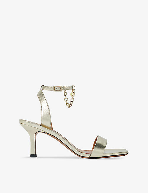 MAJE: Chain-embellished leather heeled sandals
