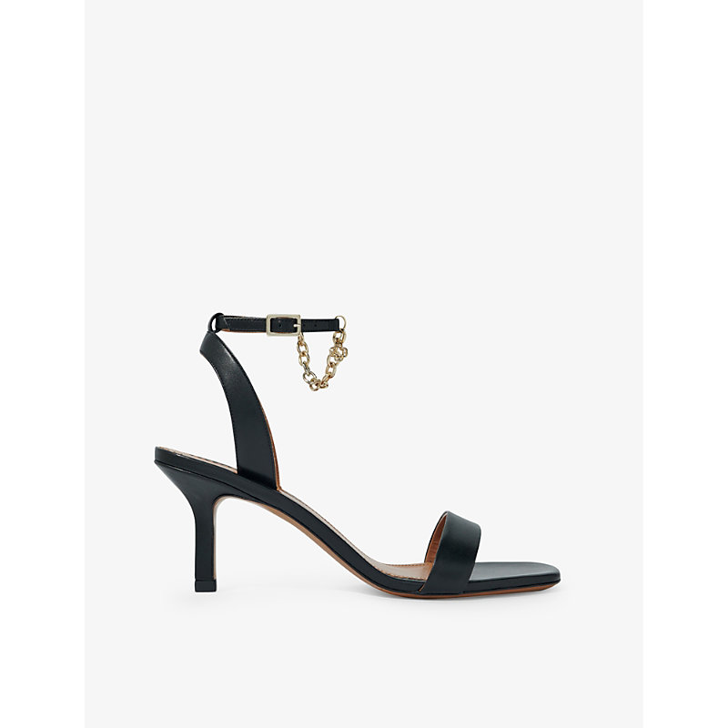 Shop Maje Womens Noir / Gris Chain-strap Leather Heeled Sandals