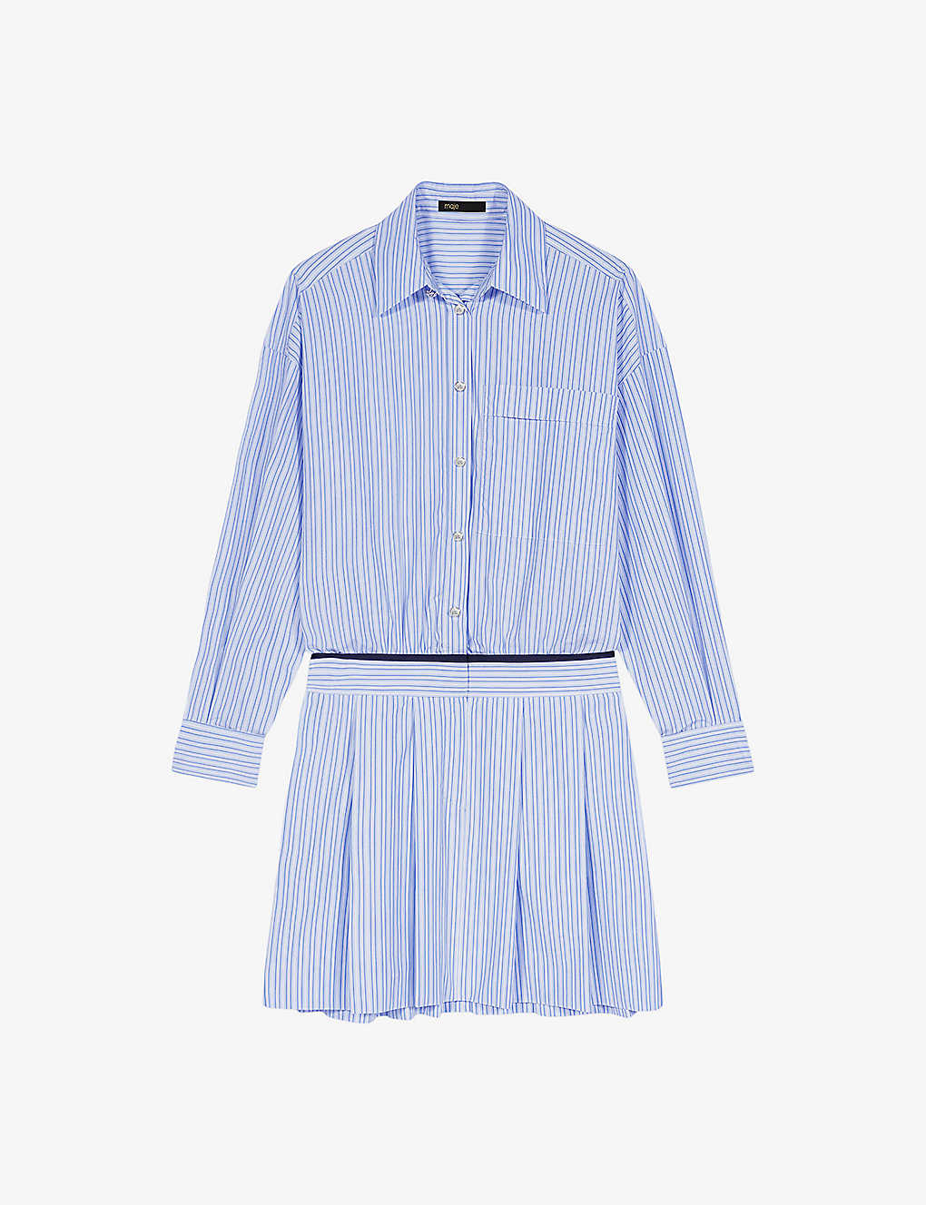 Maje Womens Bleus Striped Patch-pocket Cotton Shirt Dress