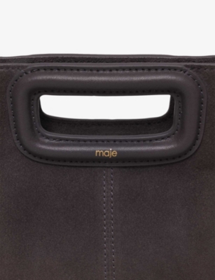 MAJE: M fringed-trim suede shoulder bag