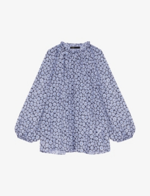 Maje Womens Imprime Floral-print Long-sleeve Woven Blouse In Multi-coloured