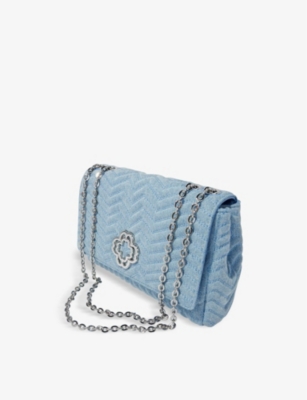 Shop Maje Women's Bleus Clover-embellished Denim Shoulder Bag