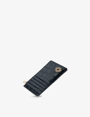 Shop Maje Women's Noir / Gris Clover-plaque Leather Card And Coin Holder
