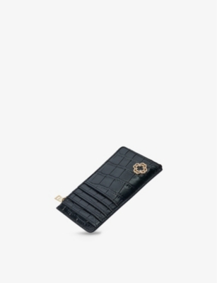 Maje Clover-plaque Leather Cardholder In Noir / Gris
