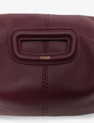 Maje Womens Wine Lees Miss M Logo-embossed Fringed-trim Leather Shoulder Bag