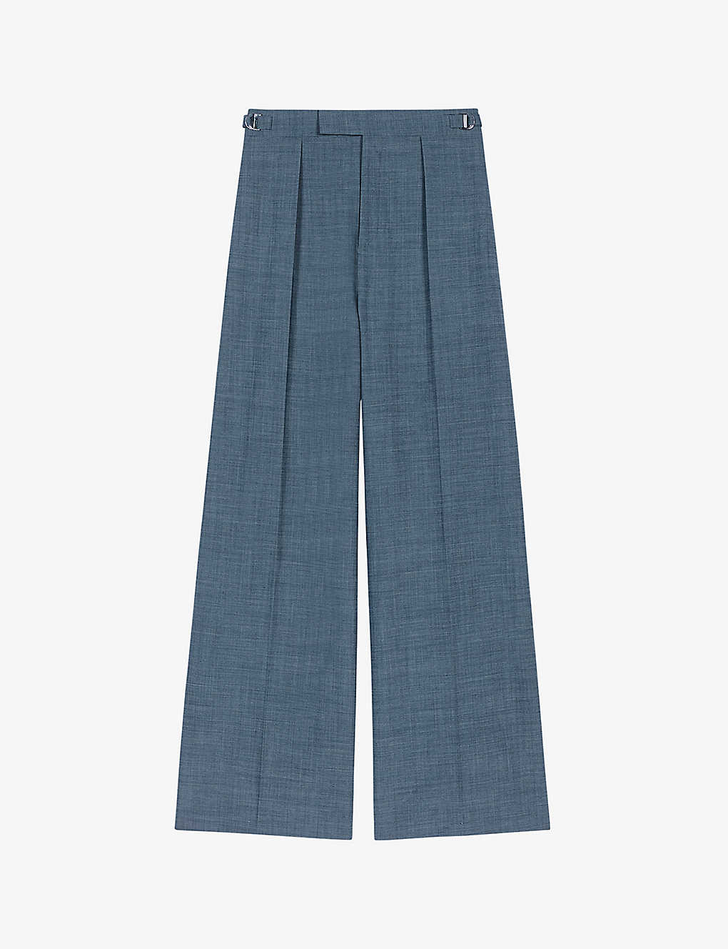 Shop Maje Women's Bleus Pleated Wide-leg High-rise Stretch-woven Trousers In Blue