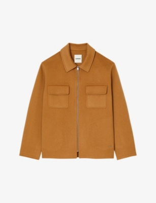 Shop Sandro Men's Naturels Chest-pocket Zip-fastened Wool-blend Jacket