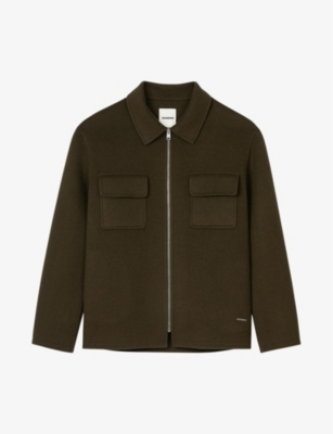 SANDRO: Chest-pocket zip-fastened wool-blend jacket