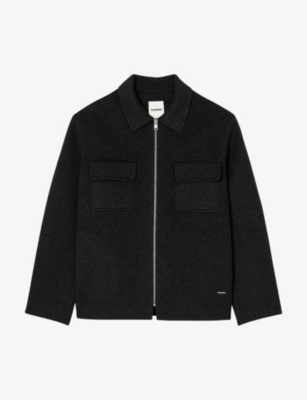 SANDRO: Flap-pocket zipped wool-blend overshirt