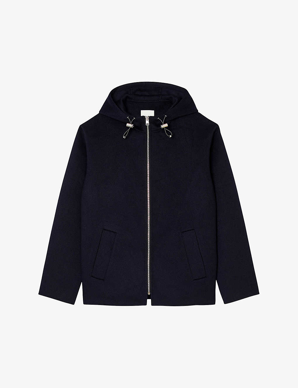 Sandro Mens Bleus Toggle-hood Regular-fit Wool-blend Jacket