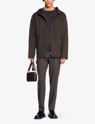 Sandro Mens Toggle-hood Regular-fit Wool-blend Jacket Verts In Verts