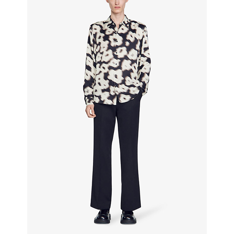 Shop Sandro Mens Naturels Floral-print Loose-fit Woven Shirt