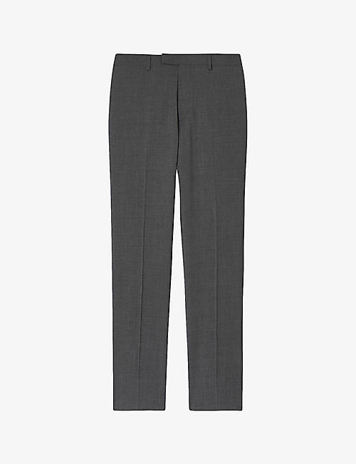 SANDRO: Pressed-crease straight-leg mid-rise virgin-wool trousers