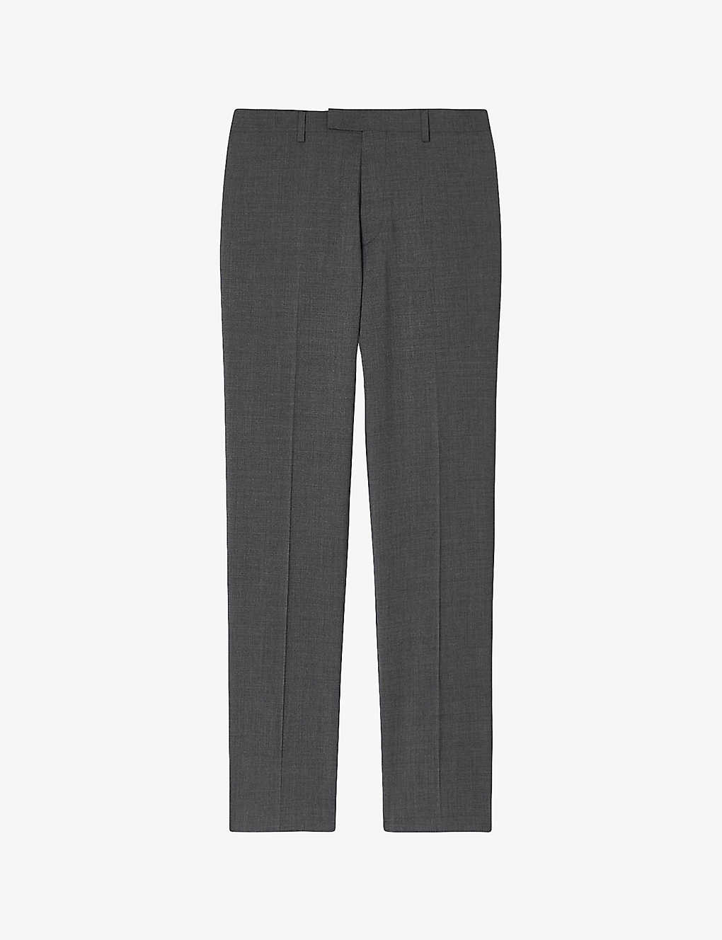 Sandro Mens Black Pressed-crease Straight-leg Mid-rise Virgin-wool Trousers In Noir / Gris