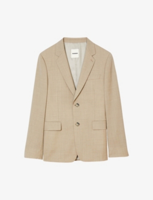 SANDRO: Separable flap-pocket regular-fit wool blazer