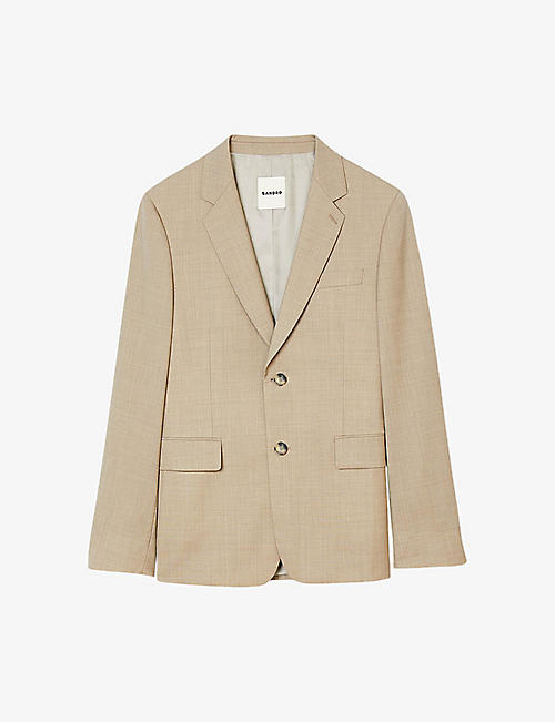 SANDRO: Separable flap-pocket regular-fit wool blazer