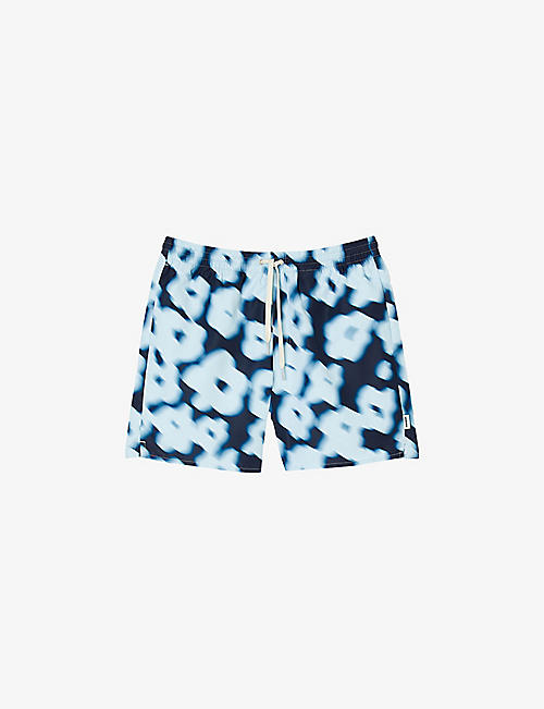 SANDRO: Floral-print elasticated-waist woven swim shorts