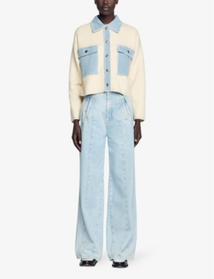 SANDRO: Patch-pocket cropped woven jacket
