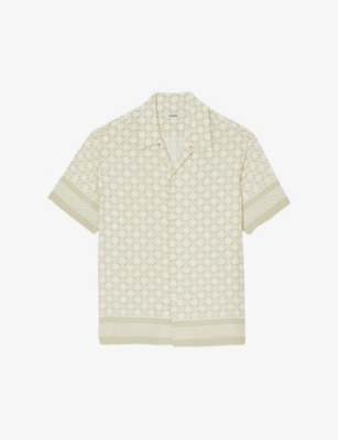 SANDRO: Graphic-print loose-fit woven shirt