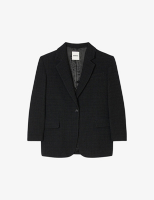 SANDRO: Notched-lapel padded-shoulder oversized-fit woven blazer