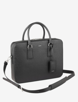SANDRO: Large logo-embossed faux-leather briefcase