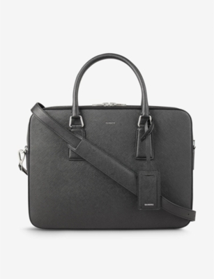 Shop Sandro Noir / Gris Large Logo-embossed Faux-leather Briefcase