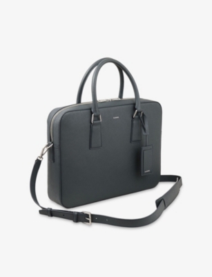 Sandro Mens Steel Large Logo-embossed Faux-leather Briefcase In Black