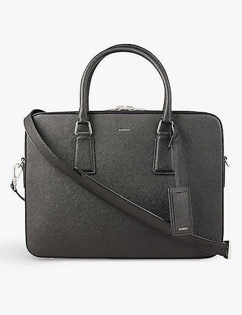 SANDRO: Logo-print leather briefcase bag