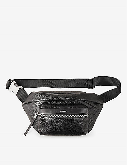 SANDRO: Logo-print faux-leather belt bag