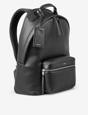 Shop Sandro Men's Noir / Gris Padded Shoulder-strap Coated-canvas Backpack