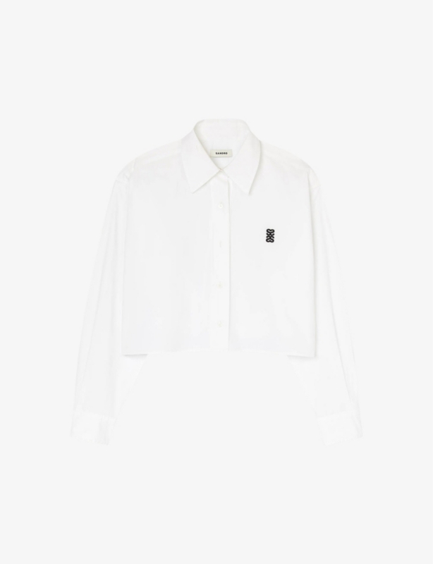 Logo-embroidered cropped cotton shirt