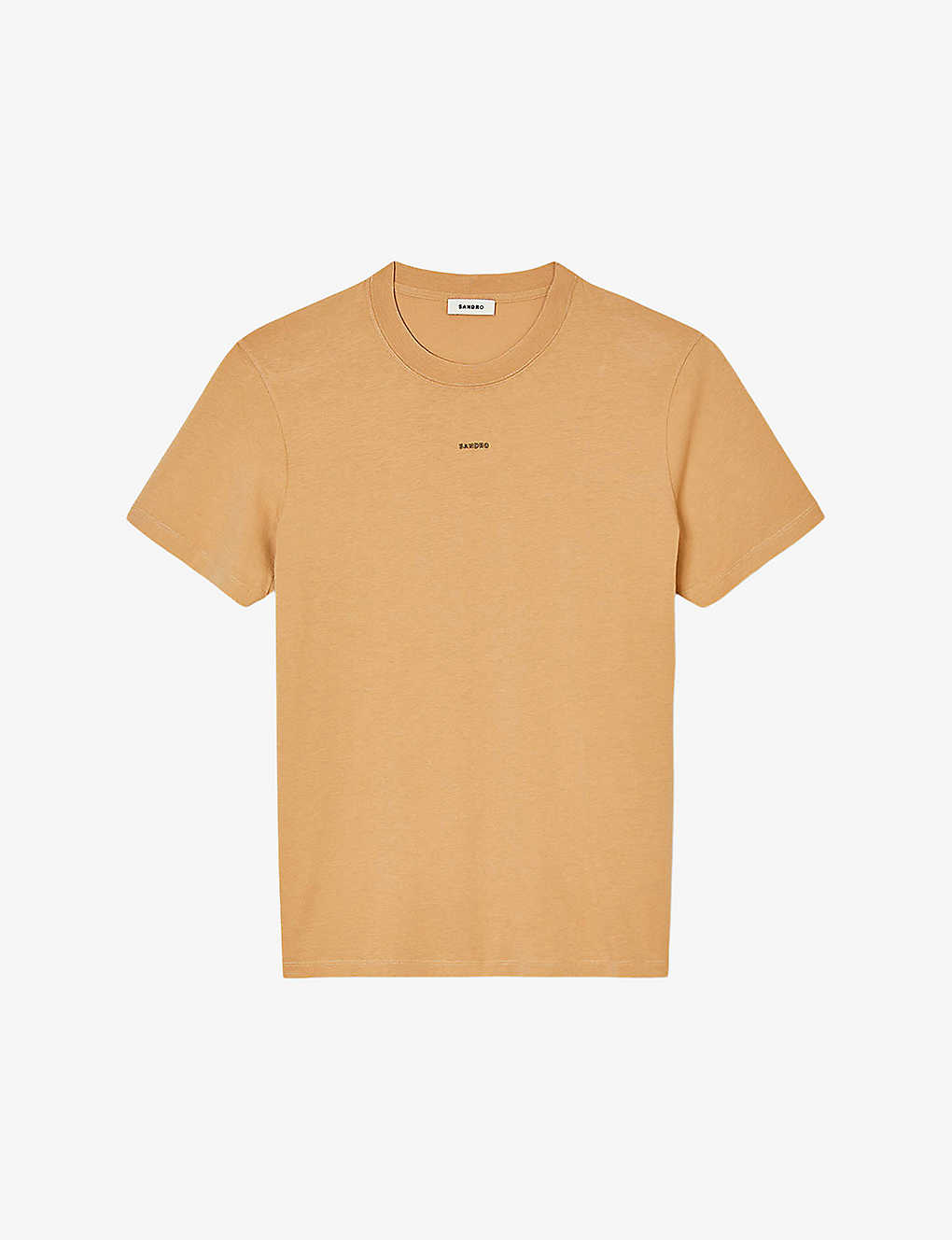Shop Sandro Men's Jaunes / Oranges Logo-embroidered Short-sleeves Cotton-jersey T-shirt