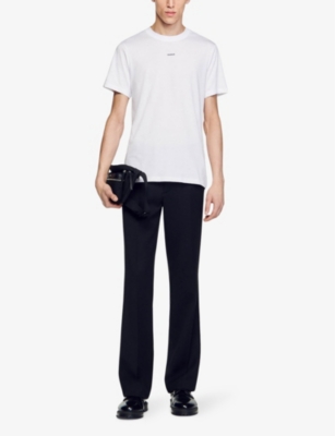 SANDRO: Logo-embroidered short-sleeves cotton-jersey T-shirt