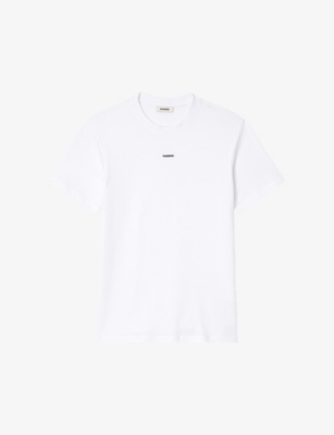 Shop Sandro Men's Naturels Logo-embroidered Short-sleeves Cotton-jersey T-shirt