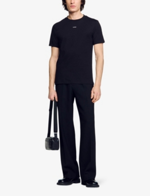 SANDRO: Logo-embroidered short-sleeves cotton-jersey T-shirt