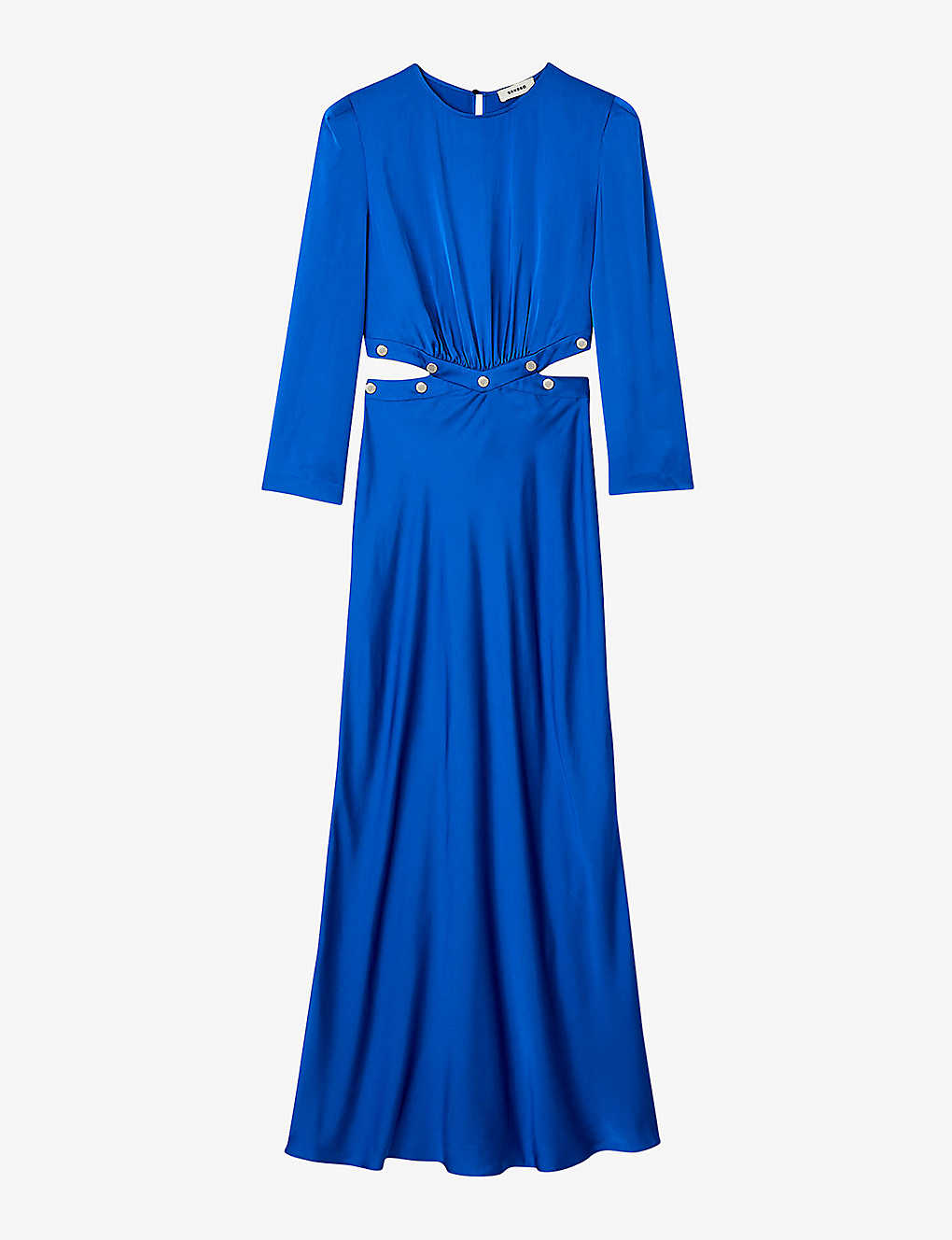 Shop Sandro Women's Bleus Cut-out Waist Satin Maxi Dress