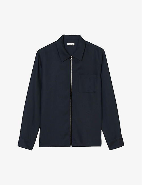 SANDRO: Chemise patch-pocket regular-fit woven-blend&nbsp;jacket