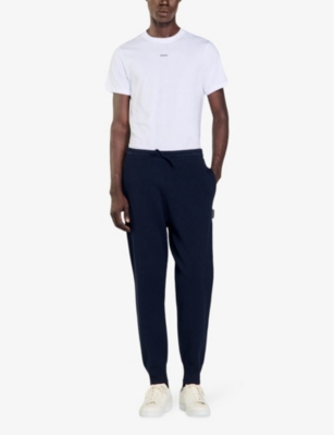 SANDRO: Logo-patch regular-fit stretch-woven jogging bottoms