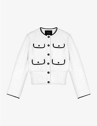 MAJE: Contrast-trim flap-pocket woven jacket