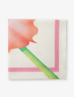 MAJE: Flower-motif logo-print cotton scarf