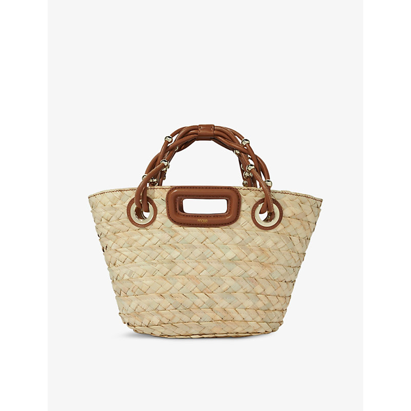 Shop Maje Women's Bruns Logo-embossed Braided-handles Raffia Basket Bag